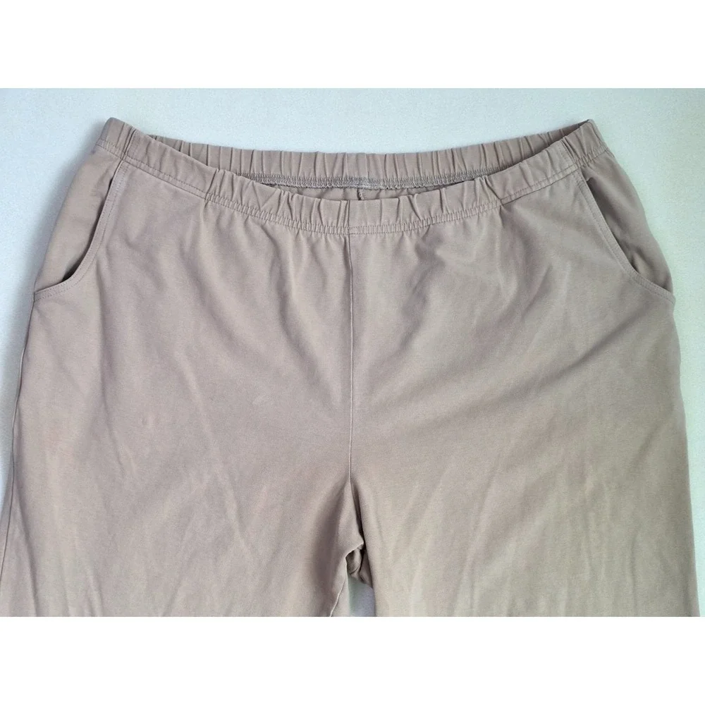 L.L. Bean Women's Jersey Pants‎ Size L Beige Tan Perfect Fit Straight Pull-On